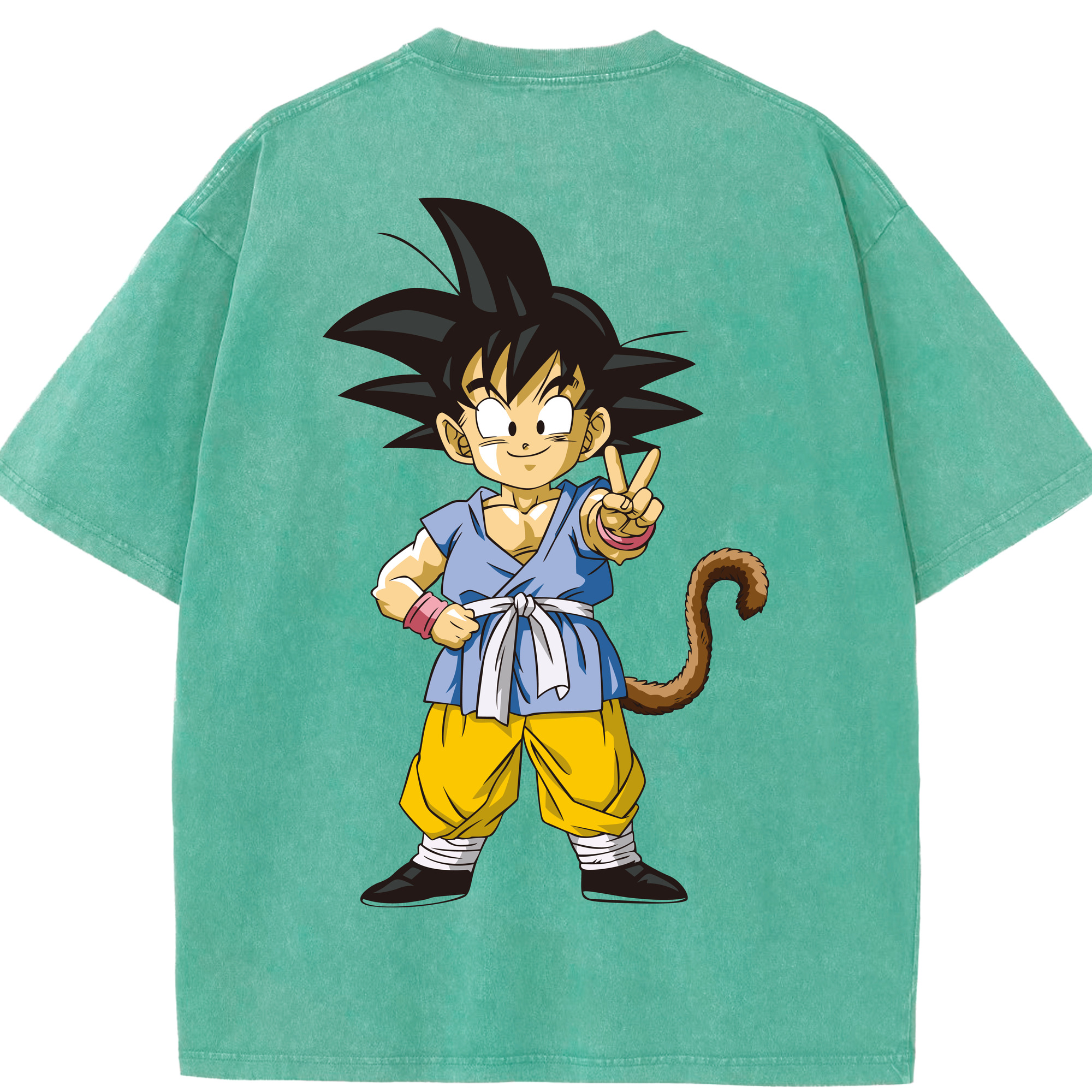 （画像用） ドラゴンボール 孫悟空（そん ごくう）Son Goku カカロット DRAGON BALL Kakarotto 綿100% ヴィンテージ風 半袖Tシャツ（背面プリント）